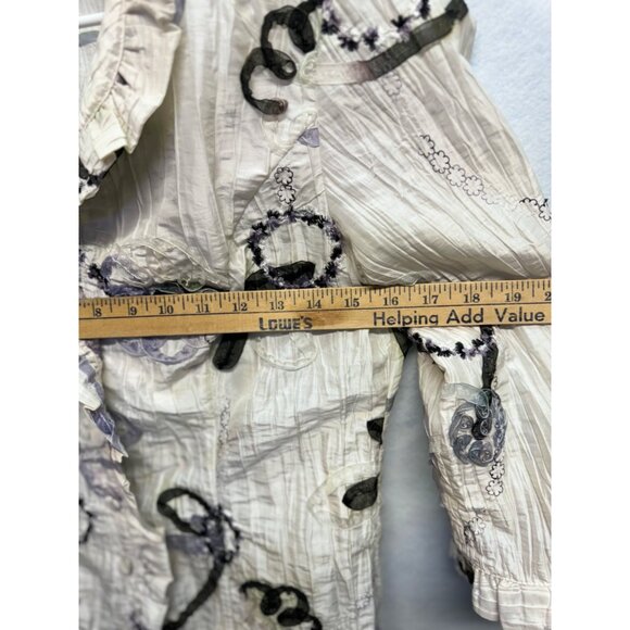 Vintage Carina Ruffle Blouse Abstract Floral Long Sleeve Size Small - Picture 7 of 9
